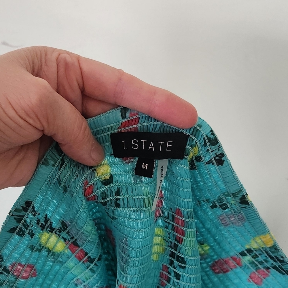 1. State Halter Floral Dress in Aqua Sz M - Picture 5 of 7